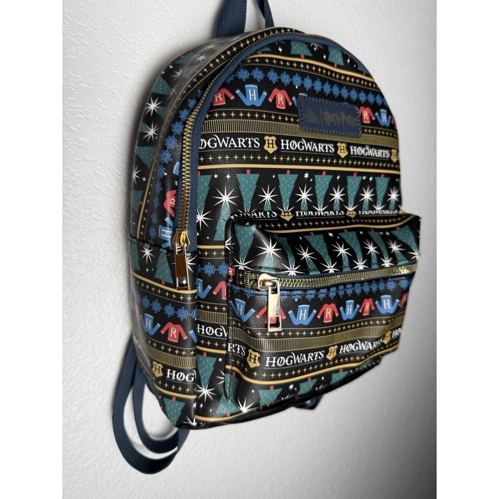 Harry Potter Wizarding World Christmas Ugly Sweater Mini Backpack Hogwarts Blue